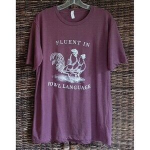 Chicken Graphic Tee Shirt Large Maroon Oversized Farm Hen Farmer Western Rooster